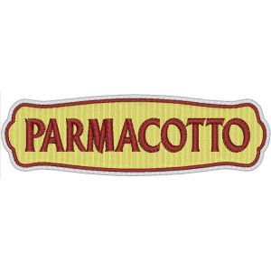 Patch ricamata logo PARMACOTTO su base cm.11 X 3,5  Cod.20220127_A