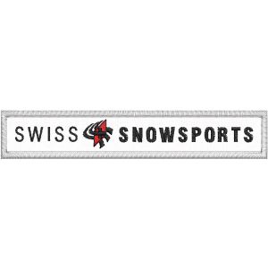 Patch ricamata su base bianca logo swiss SNOWSPORTS  cm.9,0 X 1,8
