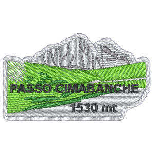 Patch ricamato PASSO CIMABANCHE mt.1530 dimensione 65x40 mm. 