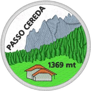 Patch ricamato tondo diametro 65 mm. PASSO CEREDA 1369 mt