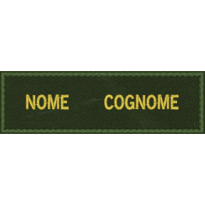 Patch ricamato  con NOME COGNOME su base verde militare ( CORPO AMBIENTALE NAZIONALE)