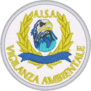 Patch Associazione Italiana Sicurezza Ambientale su base bianca diametro mm.55