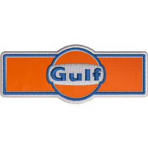 Patch ricamato logo GULF su base arancio mm. 103 x 41