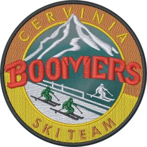 Patch ricamato su base verde BOOMERS CERVINIA SKI TEAM 