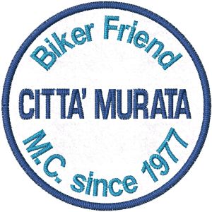 Patch Rettangolare ricamata M.C. Citta murata since 1977 Cm. 9 x 5.5 