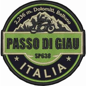 Patch Ricamato Passo di GIAU 2236 m. Dolomiti-Belluno diam_cm. 8 