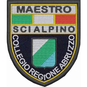 Patch ricamato COLLEGIO REGIONE ABRUZZO ( maestro sci alpino) mm.60 x 70 