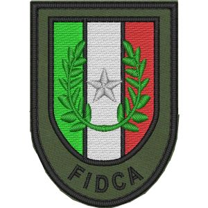 Stemma ricamato FIDCA Italia  su fondo militare o su base MILITARE