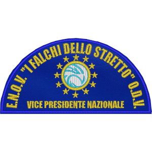 Cod.ENOV2419 Mezzaluna ricamata con incarico "VICE PRESIDENTE NAZIONALE" su base cm.9 