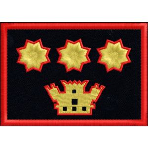 Patch rett. ricamato 1 TORRETTA e 3 stelle dorate GRADO COLONNELLO su fondo blu navy cm. 10 x 7 cod.SASS19043