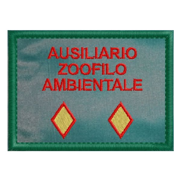 Patch ricamato cm.7 x 5 Ausiliario ZOOFILO NORSAA su fondo verde cod.2017NOR46