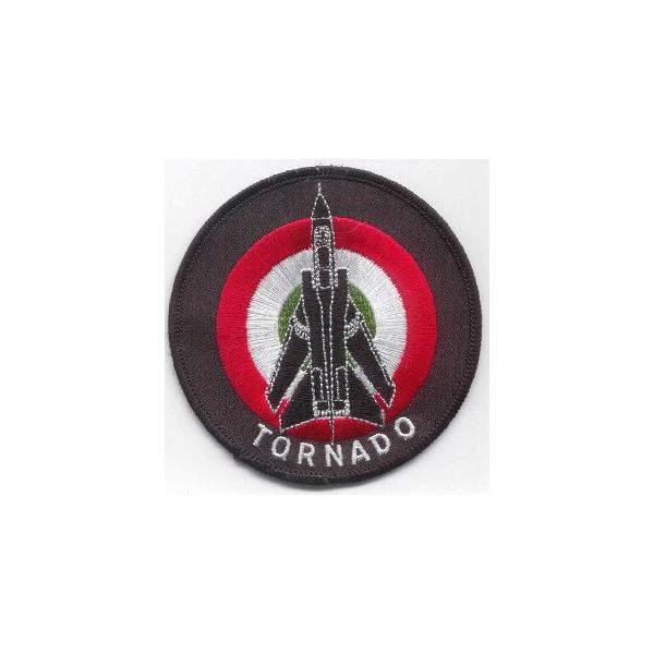 Pathc ricamato TORNADO - M R C A Italia su base nera cm. 6 di diametro 