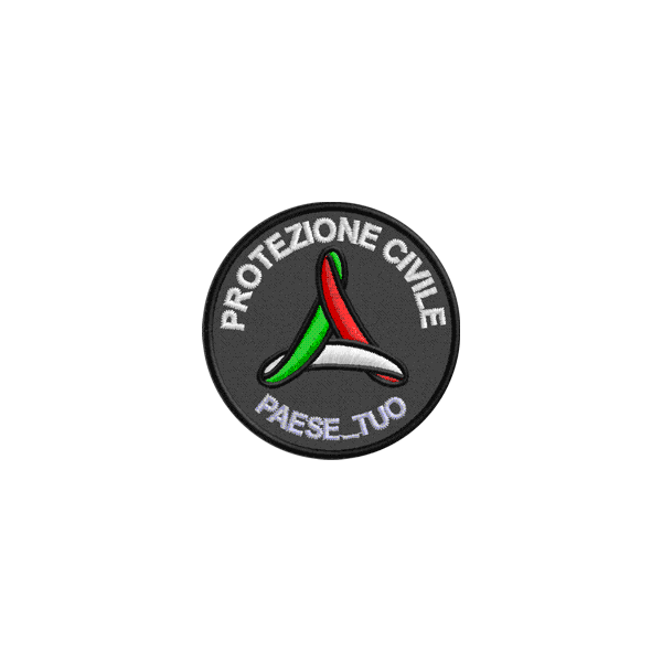Patch black PROTEZIONE CIVILE  con paese pers.cod.20090408_b