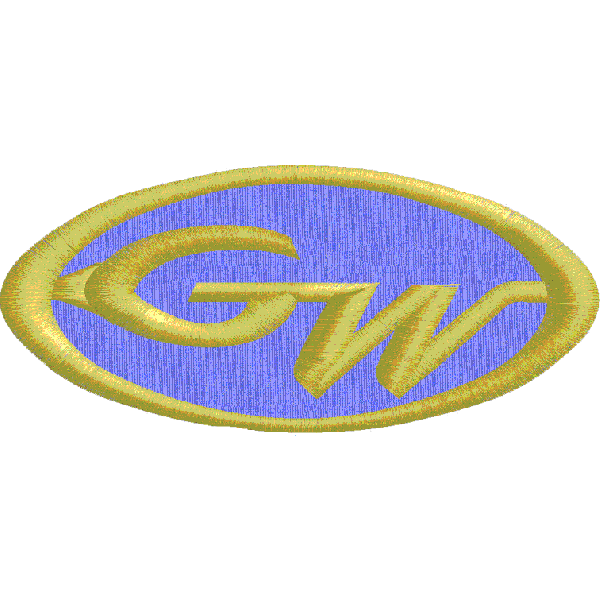 Etichetta ricamata personaliz. con logo GW da 20 cm.