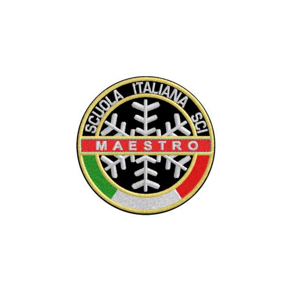 Patch pers. su fondo NERO sci MAESTRO diam_75 mm. 
