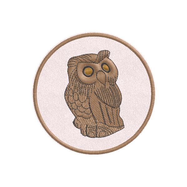 Patch diam.10 Con gufo ricamato Cod 20120109_A