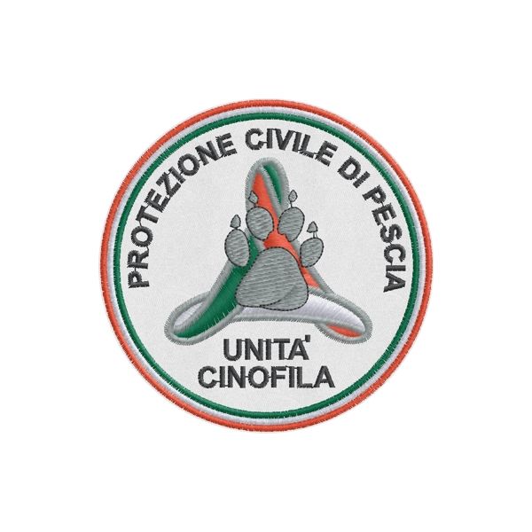 Patch white ricamato PROTEZIONE CIVILE  CINOFILA cod.20120116_A