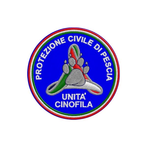 Patch blu ricamato PROTEZIONE CIVILE  CINOFILA cod.20120116_B