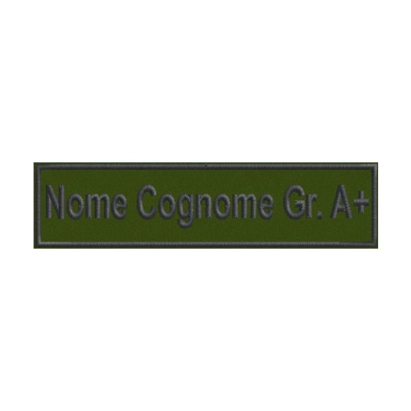 Ricamo Nome ,Cognome e GRUPPO Sanguigno cod.20120227_Green