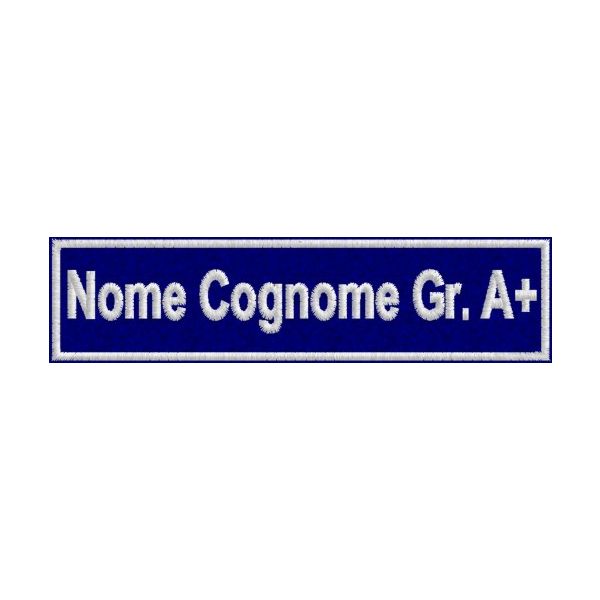 Ricamo Nome ,Cognome e GRUPPO Sanguigno cod.20120227_Navy