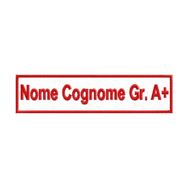 Ricamo Nome ,Cognome e GRUPPO Sanguigno cod.20120227_Red