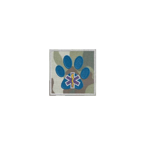 Patch ricamato Orma con croce Esculapio Lato 5 cm. Cod20120509_B