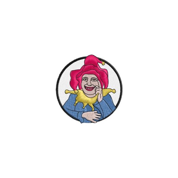 Patch ricamato con Joker diametro 6 cm. Cod.20120534_A
