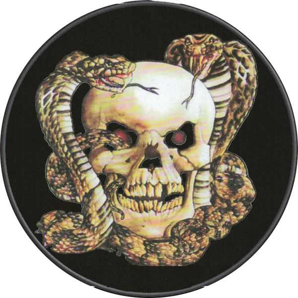 Patch DIAM. 33 CM.Teschio e cobra stampati  cod.20120610_A