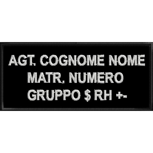 Patch Nome Agente Matricola e Gruppo Sanguigno 20120701_C