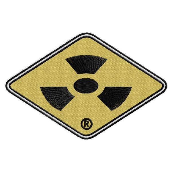Ricamo a filo Simbolo Nucleare in base cm.15 Cod.20120905_A