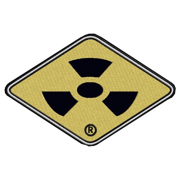 Ricamo su tessuto NERO simbolo Nucleare  cm.15 Cod.20120907_A