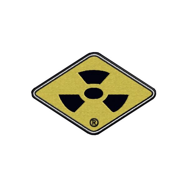 Ricamo su tessuto NERO simbolo Nucleare  cm.10 Cod.20120907_B
