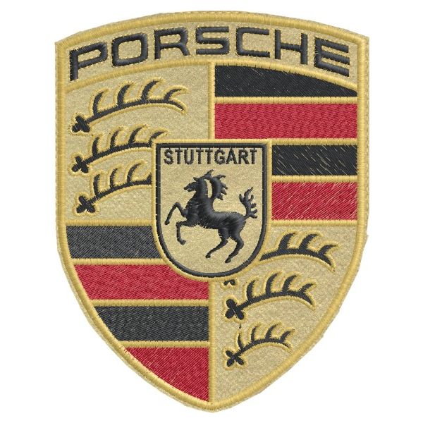 Patch  Porsche Size 150 mm. su tessuto GOLDLIGHT Cod. 20130128_C