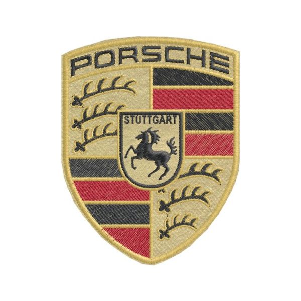 Patch  Porsche Size 120 mm. su tessuto GOLD LIGHT Cod.20130128_D