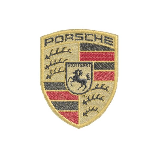Patch  Porsche Size 100 mm. su tessuto GOLD LIGHT Cod.20130128_E