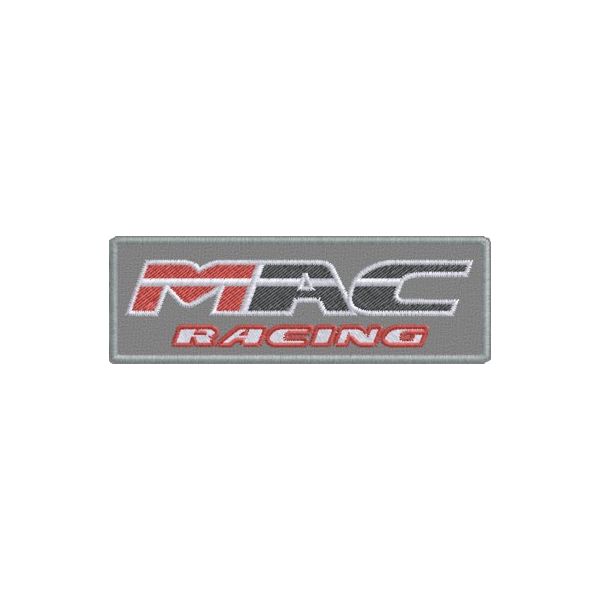 Patch ricamo scritta MAC Racing cm. 10x3 Cod.20130403_B