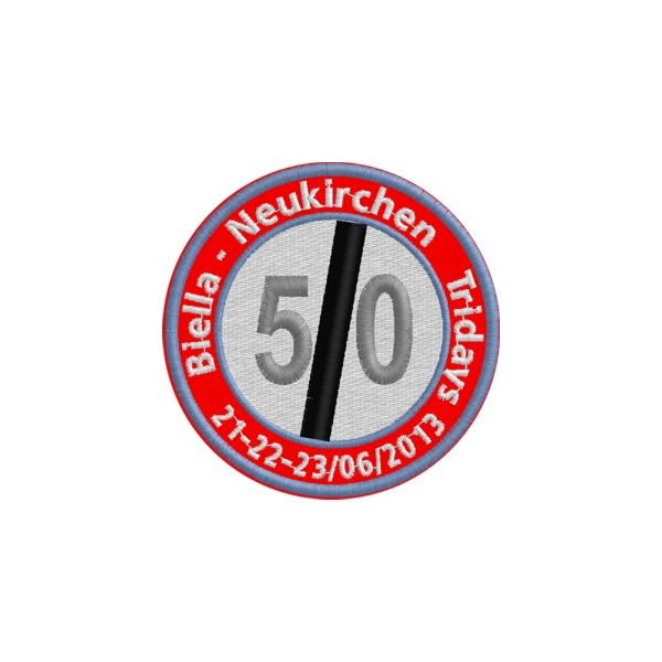 Patch ricamato Biella-Neukirchen Su fondo rosso Cod.20130410_A