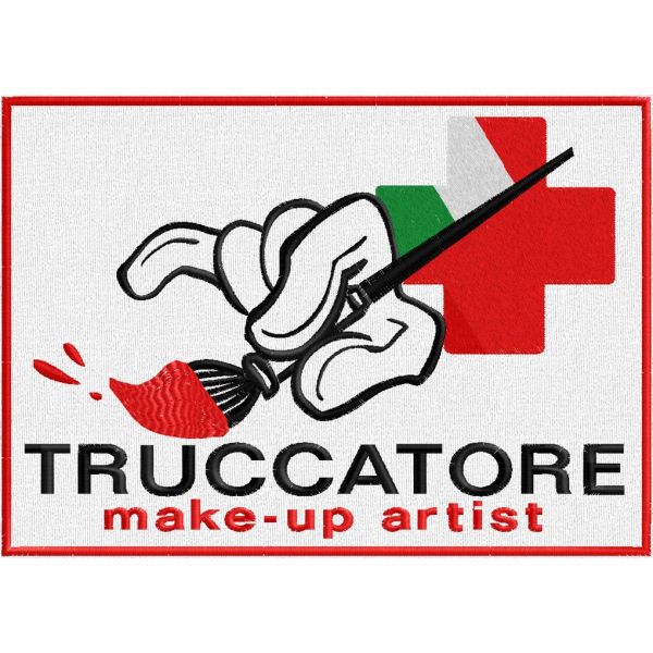 Patch ricamato TRUCCATORI MakeUp su base cm. 27 Cod.20130607_C