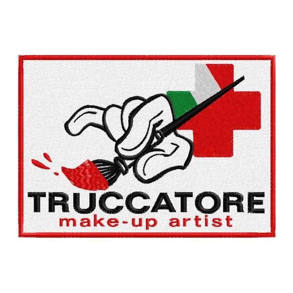 Patch ricamato TRUCCATORI MakeUp su base cm. 14 Cod.20130607_D