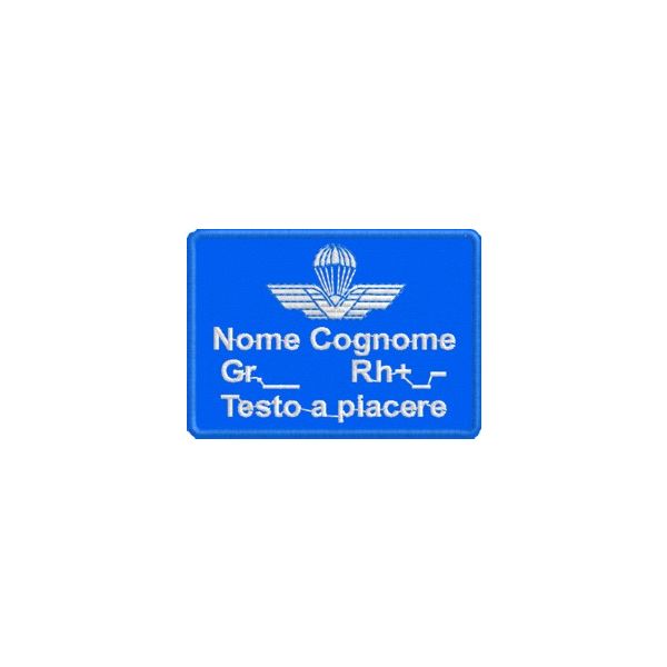 Patch personalizzato brevetto paracadutista Cod.20130723_blu