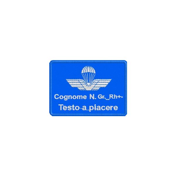Patch personalizzato brevetto paracadutista Cod.20130724_blu