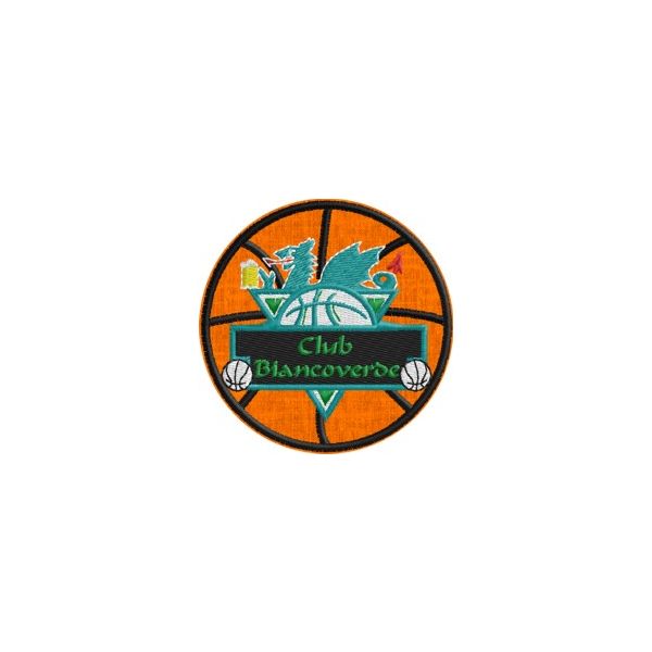 Patch ricamato Basket Club BiancoVerde diametro 6 Cod.20131003_A