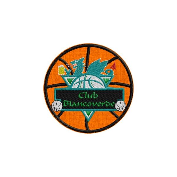 Patch ricamato Basket Club BiancoVerde diametro 8 Cod.20131003_B
