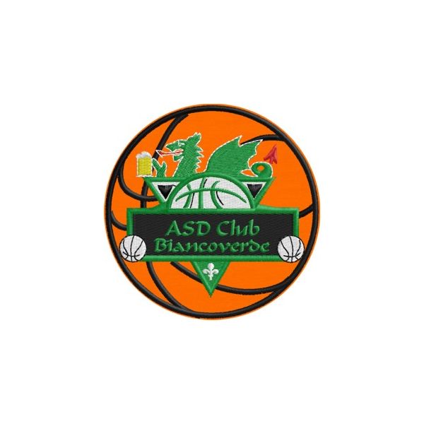 Patch ricamato Basket Club BiancoVerde diametro 8 Cod.20131003_C
