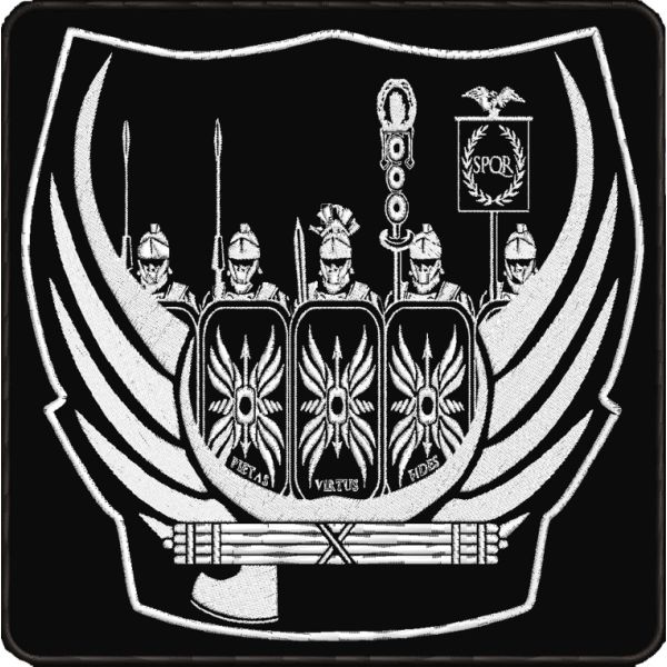 Patch ricamato mis.20x20 con 5 gladiatori cod.20131007_A