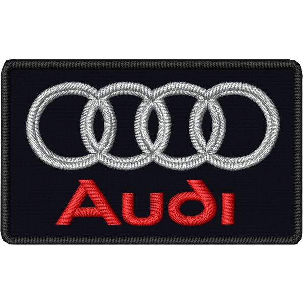 Patch  AUDI Logo ricamato  su base nera cm.5 x8