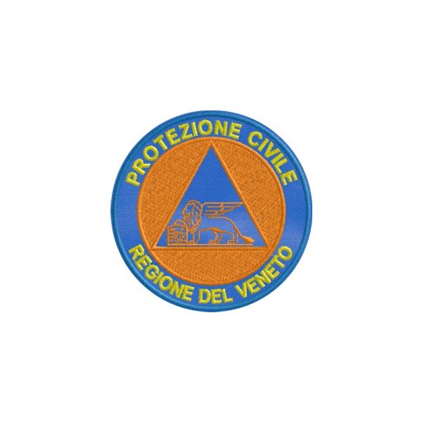 Patch ricamo PROTEZIONE CIVILE REGIONE VENETO su base blu Cod.20200310_A dia.80 mm.
