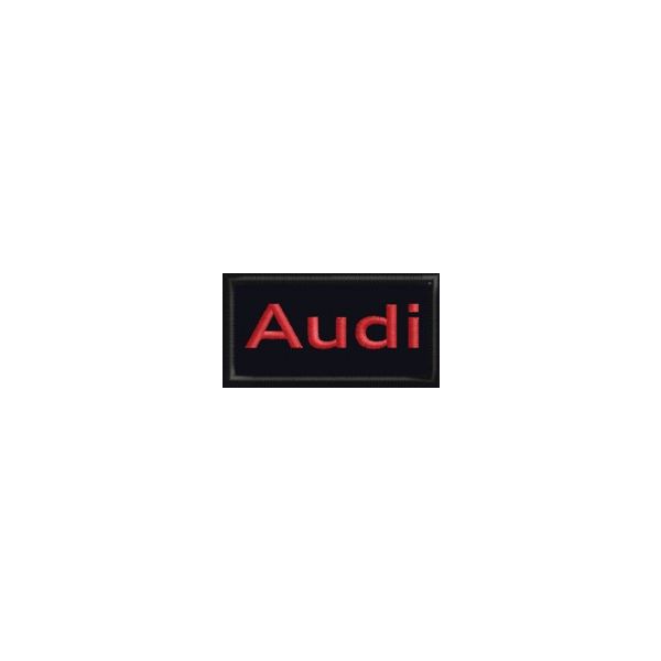 Stemma AUDI Restilyng scritta ricamata 50x25 mm.  Cod.20140309_B