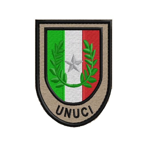Stemma ricamato UNUCI Italia  su fondo militare  Cod. 20140312_T