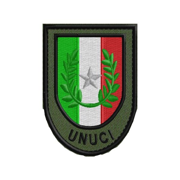 Stemma ricamato UNUCI Italia  su fondo militare  Cod. 20140312_T